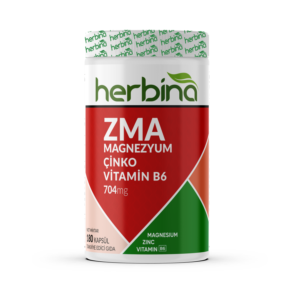 Herbina ZMA Magnezyum Çinko Vitamin B6 704 mg 180 Kapsül